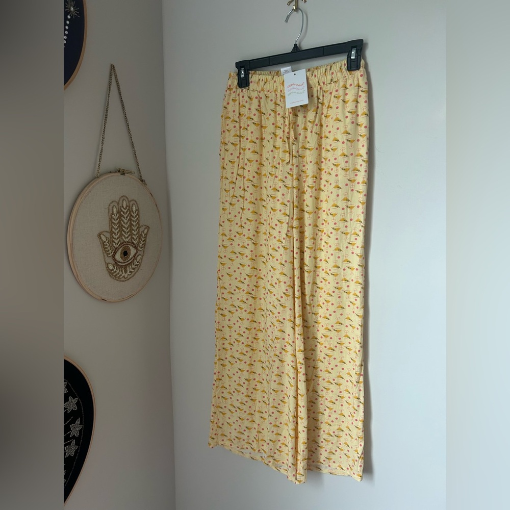 Viral Dippin Daisys Yellow Olive Martini Wide-Leg Pants
